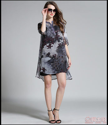 【簡(jiǎn)如衣2016歐美春裝新款胖MM大碼寬松水墨印花雪紡連衣裙女批發(fā)6122F】深圳市寶安區(qū)石巖纖衣服飾廠 - 產(chǎn)品庫(kù)